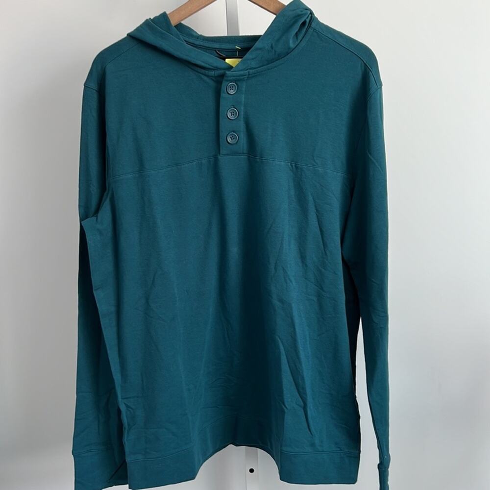 NWT ALL IN MOTION blue green supima hoodie large